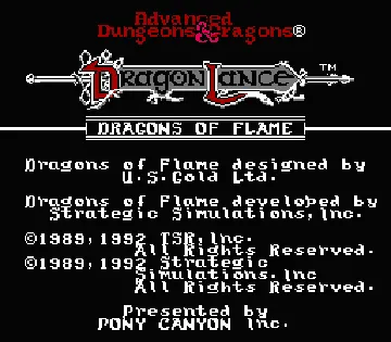 Advanced Dungeons & Dragons - Dragons of Flame (Japan) screen shot title